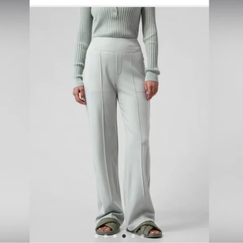 Athleta Light Sage High-Waist Straight-Leg Ponte Pants